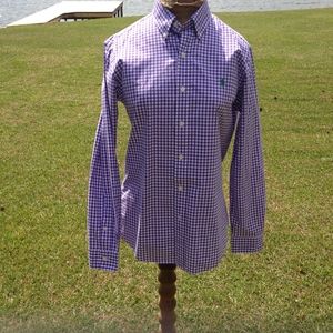Ralph Lauren Polo Purple/White Check Long Sl Shirt